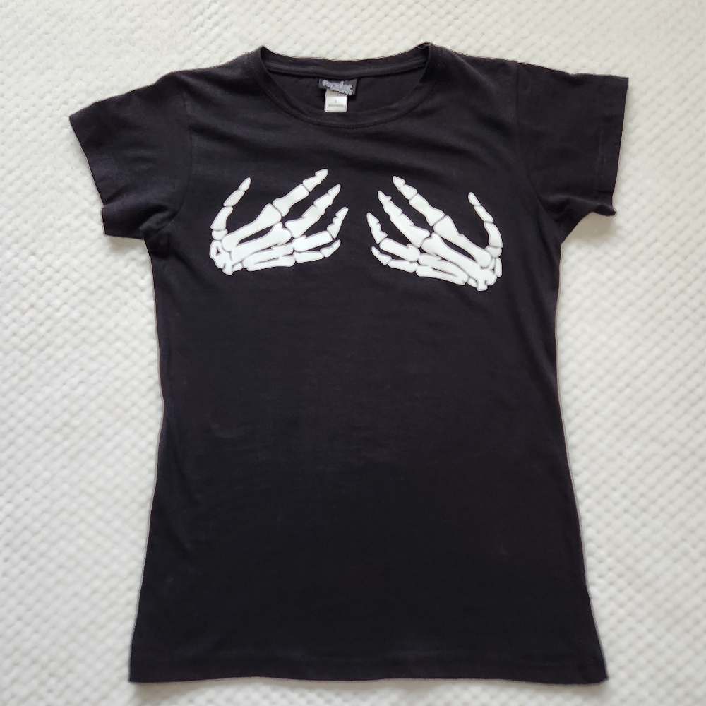 Y2K Skeleton Hand Bra T-shirt